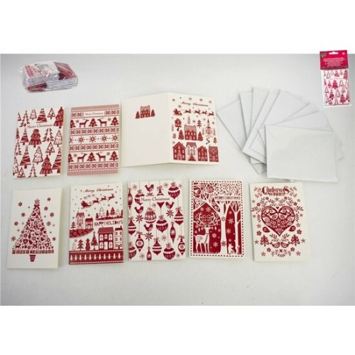 Set 8 Tarjetas Navidad 9x13cm Felicitaciones Festivas
