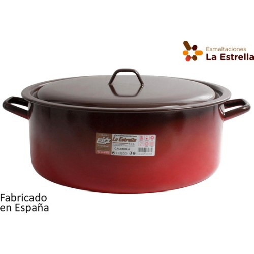 Cacerola Esmaltada Con Tapa 36cm - 15L Fuego