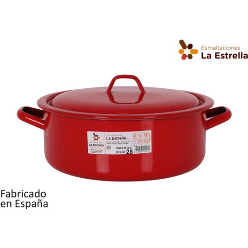 Red Enamel Casserole 28cm with Lid