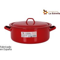 Red Enamel Casserole 28cm with Lid