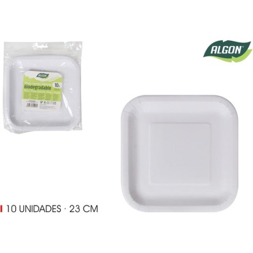 Algon 10-Piece Natural Square Cart Plate Set 23cm