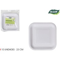 Set de 10 Platos Cuadrados Naturales 23cm Algon