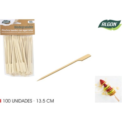Set of 100 Bamboo Skewers 135mm Algon