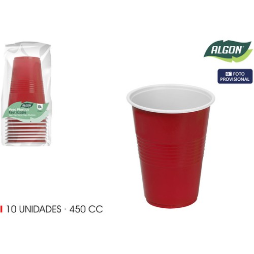 Set of 10 Bicolor Red-White Cups 450 Algon