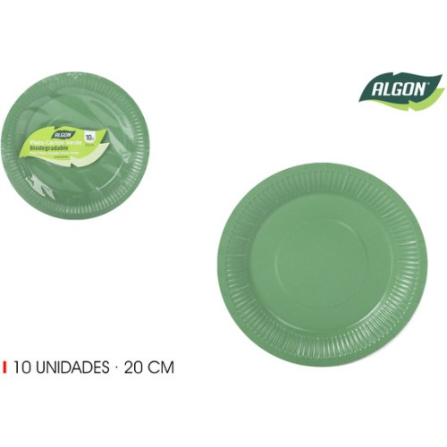 Set of 10 Green Soy Paper Plates 20c Algon