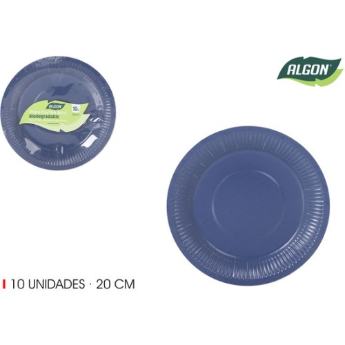 Set of 10 Blue Sugarcane Plates
