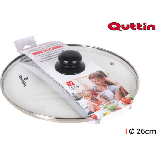 Tapa Cristal/Acero con Desvaporizador Quttin 26cm