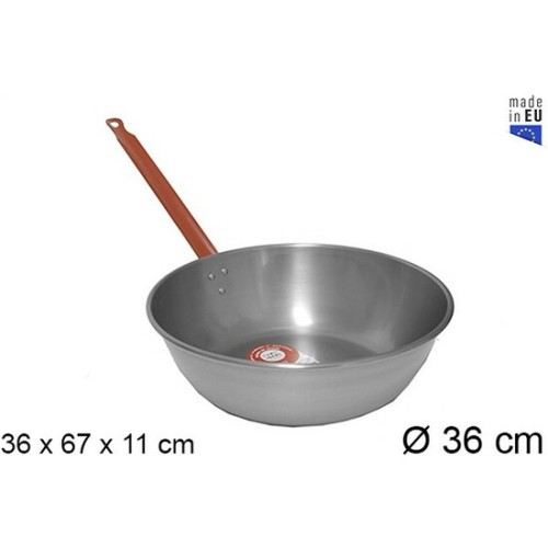 Polished Deep Frying Pan with Handle 36cm
