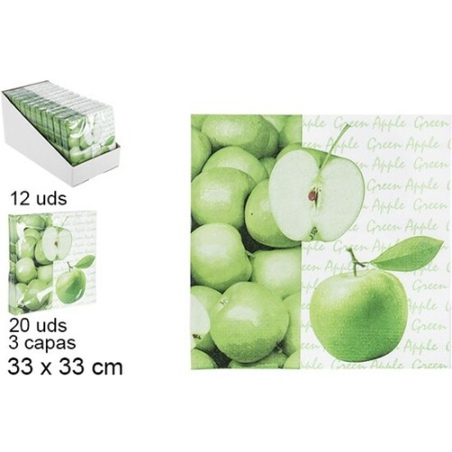 20 Apple Decorated Napkins 3-Ply 33cm