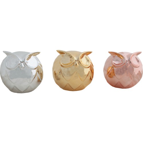 Round Owl Decorative Figurine - 3 Assorted Designs