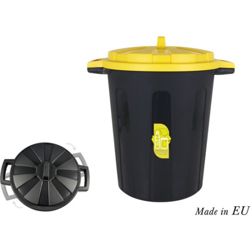 Cubo de reciclaje 70L con tapa amarilla