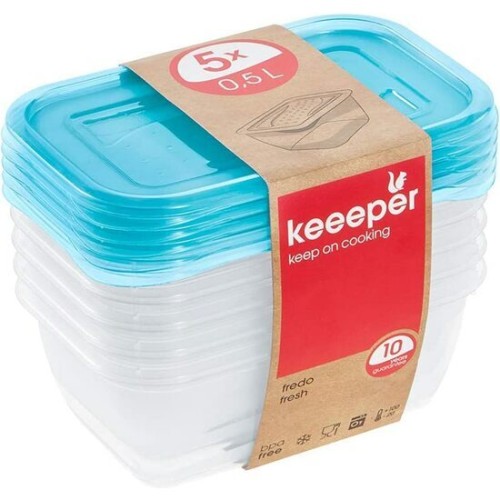 Set of 5 Fredo Fresh Lunch Boxes for Meal Prep and Storage