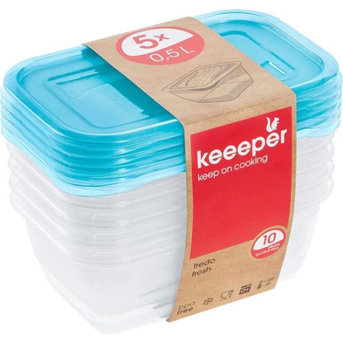 Set of 5 Fredo Fresh Lunch Boxes for Meal Prep and Storage