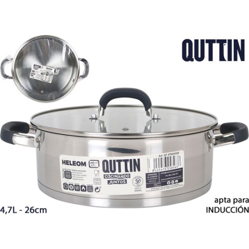 Induction-Compatible Stainless Steel Casserole 26cm with Lid