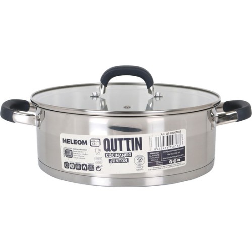 Cacerola de Acero Inoxidable Apta para Inducción 26cm con Tapa
