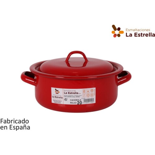 Cacerola Esmaltada con Tapa 20cm Roja