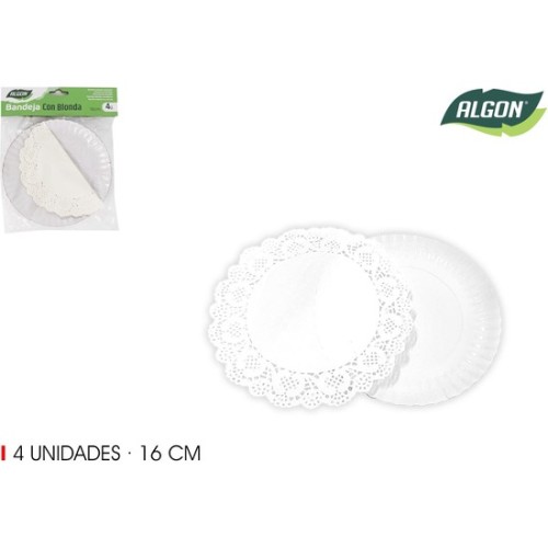 Set of 4 Round Lace Trays 16cm Elegant Serving Dish