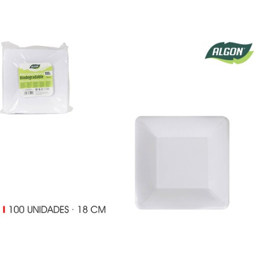 Set of 100 Natural Square Plates 18cm