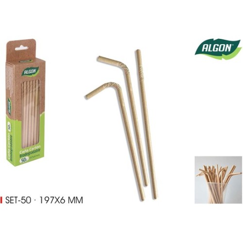 Set of 50 Kraft Paper Straws Eco-Friendly