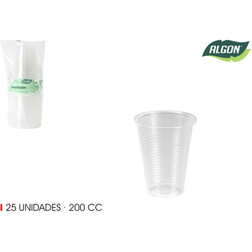 Set de 25 Vasos Transparentes 200cc