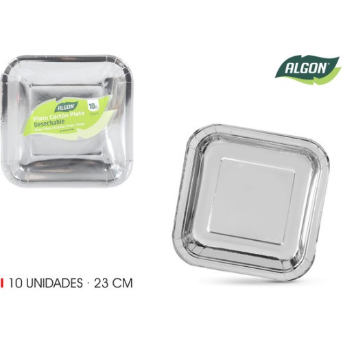 Set of 10 Square Paper Plates 23cm Algon