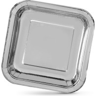 Set-10 Plato Carton Plata Cuad. 23cm Algon