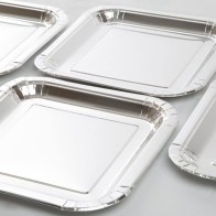 Set-10 Plato Carton Plata Cuad. 23cm Algon