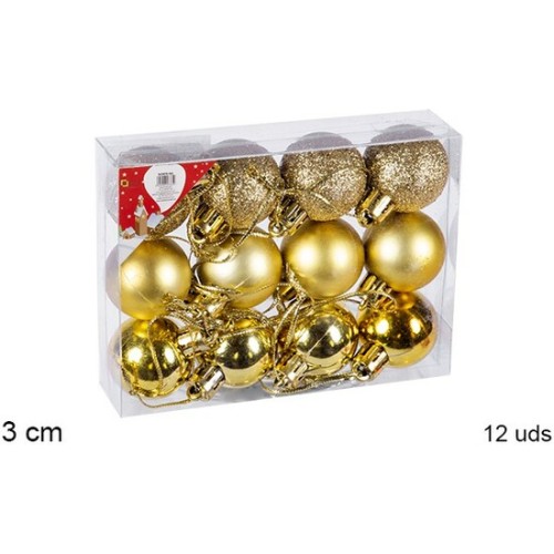 12 Gold Glitter/Matte Balls 3cm