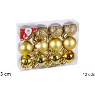 12 Gold Glitter/Matte Balls 3cm