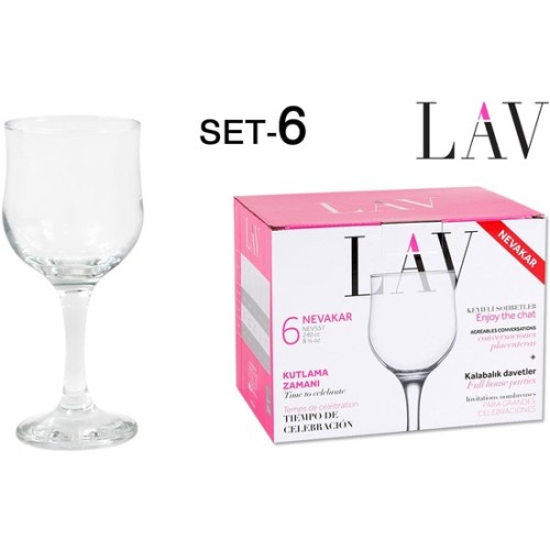 Set de 6 Copas de Vino Tinto 240cc Nevakar