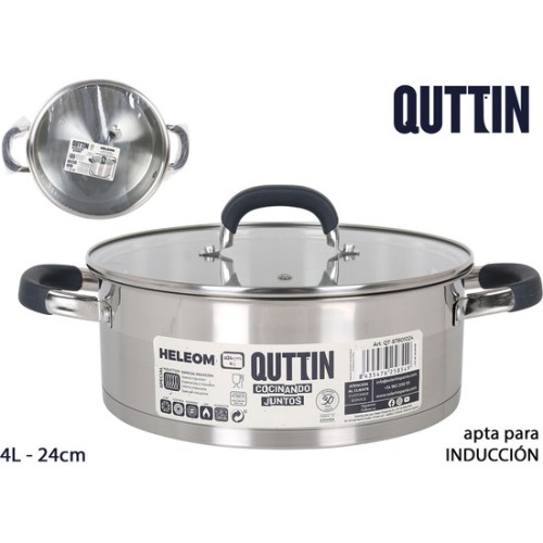 Cacerola de Acero Inducción 24cm/4L/0.8mm con Tapa Heleom