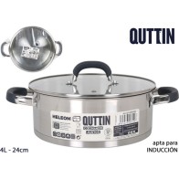 Cacerola de Acero Inducción 24cm/4L/0.8mm con Tapa Heleom