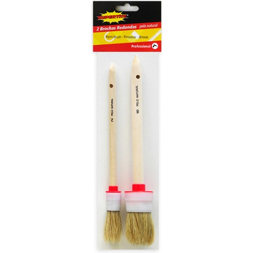 Set of 2 Round Natural Hair Brushes