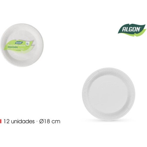 Set de 12 Platos Redondos Naturales 18cm