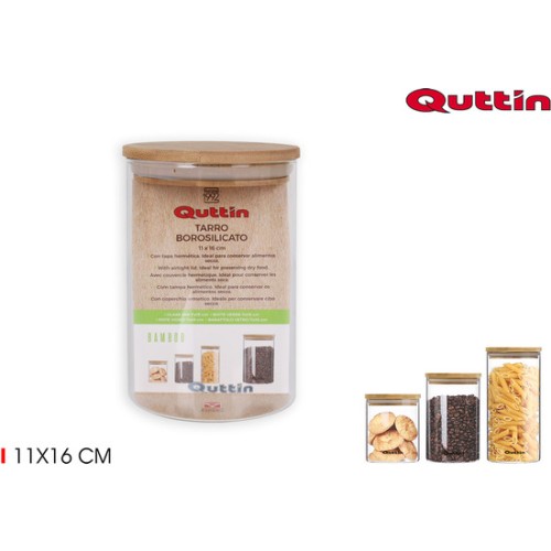Borosilicate Jar 11x16cm Bamboo Quttin for Food Storage