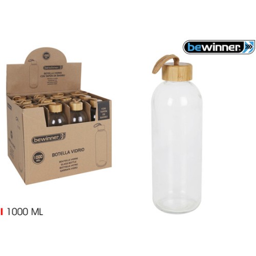 1000ml Glass Bottle Sustainable Bamboo Cap