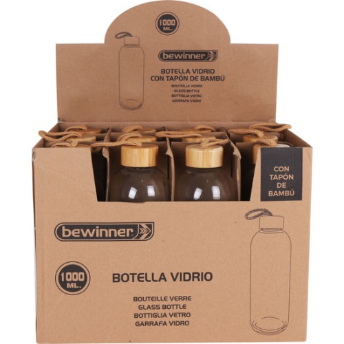 1000ml Glass Bottle Sustainable Bamboo Cap