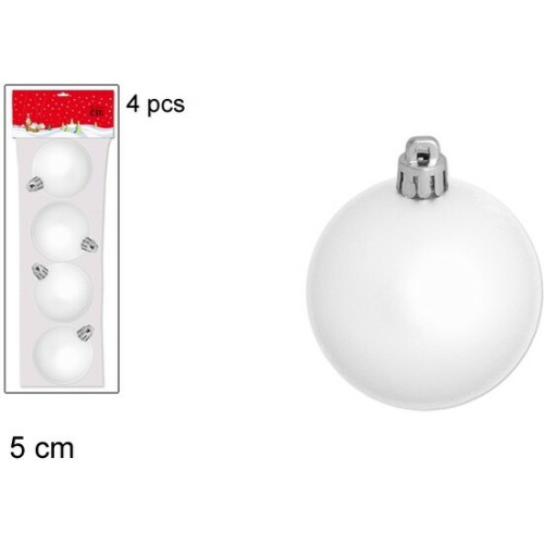 Set de 4 Bolas de Navidad Blancas 5cm