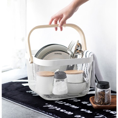 Maison Organizer Basket with Wooden Handle Confortime