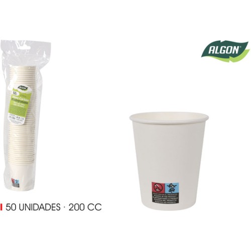Set-50 Vaso Blanco Carton 200cc Algon