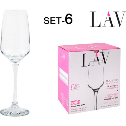Set of 6 Champagne Glasses 230cc Elegant