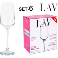 Set of 6 Champagne Glasses 230cc Elegant