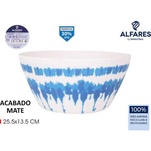 Melamine Salad Bowl 25.5x13.5cm Tiedye