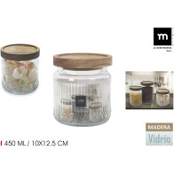 Tarro Vidrio 450ml con Tapa de Madera
