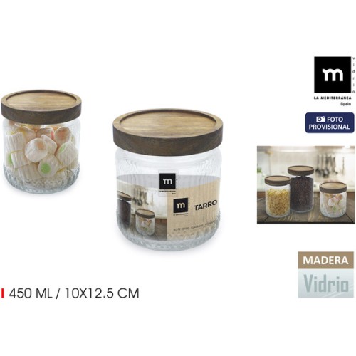 Tarro Vidrio 450ml con Tapa de Madera