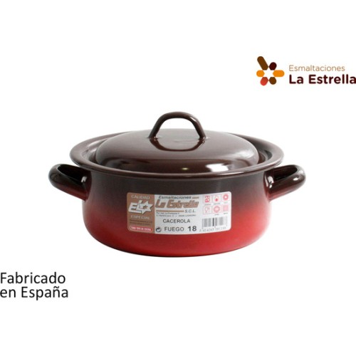 Cacerola Esmaltada C/tapa 18cm - 1.8L Fuego