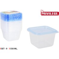 Set 9 Semidesechables Cuadrado 550ml Privilege