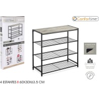Estantería 4 Niveles Metalmadera Negra Confortime