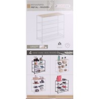 4-Tier Shelf Black Metalwood Confortime