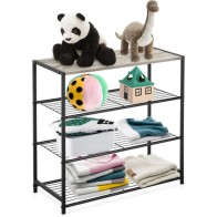 4-Tier Shelf Black Metalwood Confortime